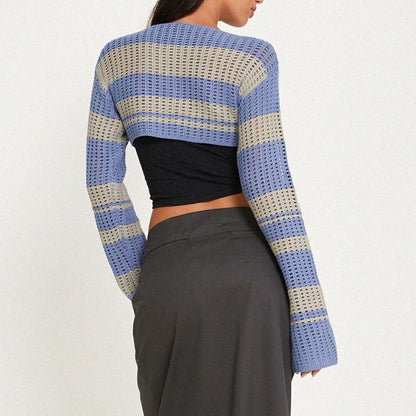 Livia סוודר קרופ סרוג פסים