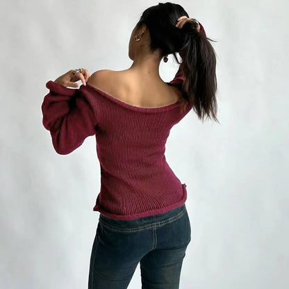 Elmer סוודר יין כתף חשופה